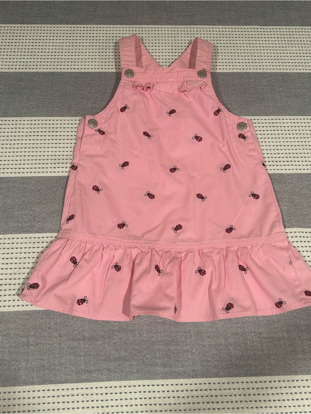 Izod Light Pink Ladybug Toddler Overall Dress Size 24 mos